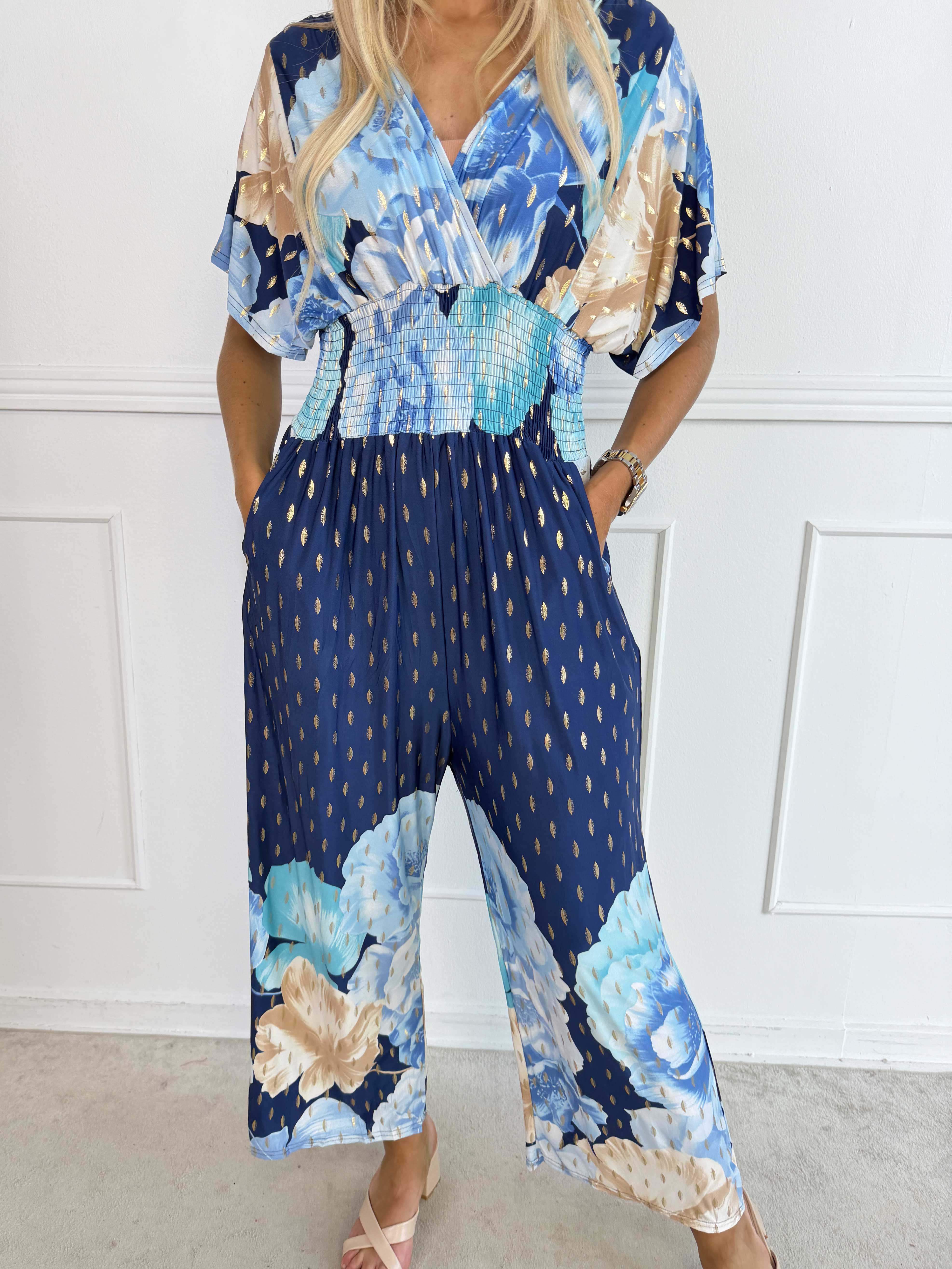 Pams Peony Jumpsuit - Elastisk buksedragt med blomstermotiver